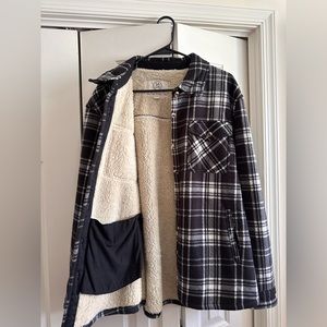 Plaid Sherpa Shacket, Size XXL